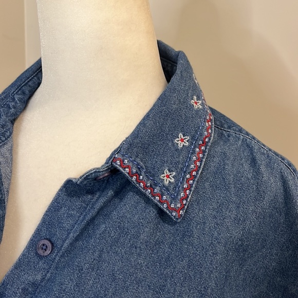 Vintage Northern‎ Reflections Denim Floral Embroidered Button Down - Picture 4 of 6